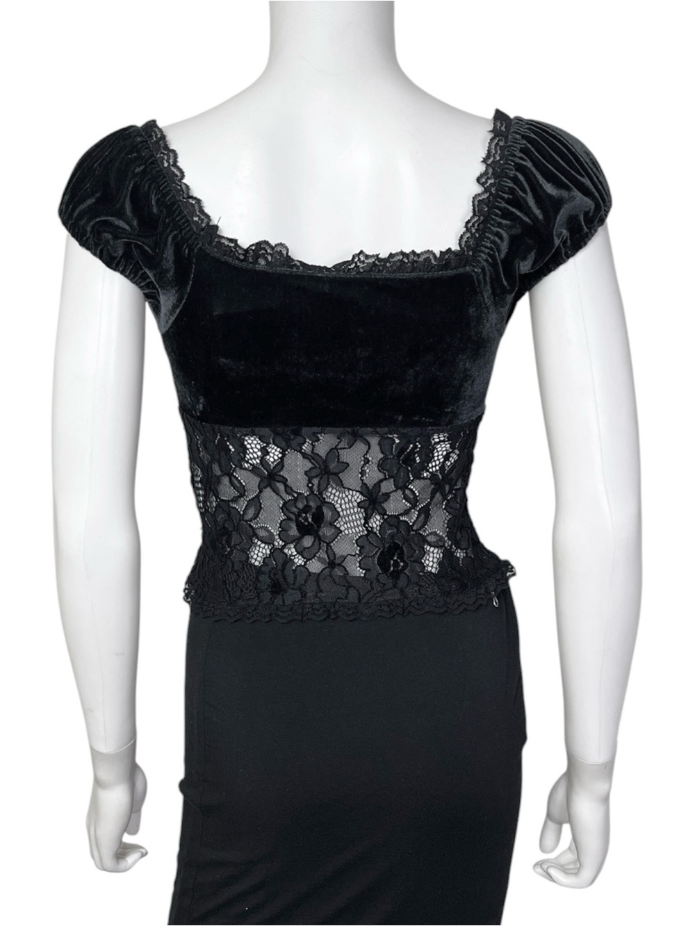 UO Kimchi Blue Elvira Velvet & Lace Puff Sleeve Blouse in Black - NWT sz Small - Picture 7 of 10